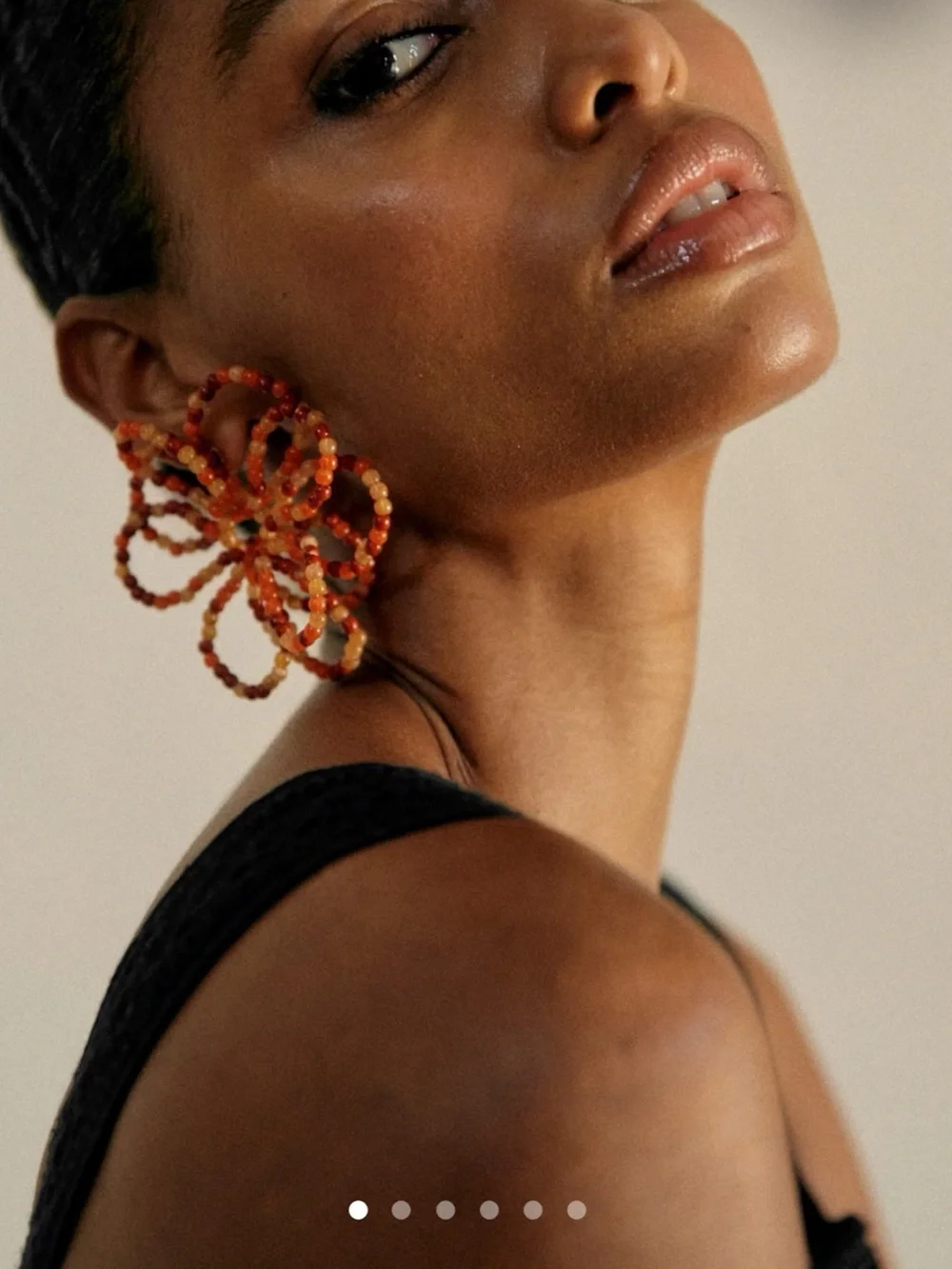 Juliette Earrings - Orange Beaded Statement Hoops